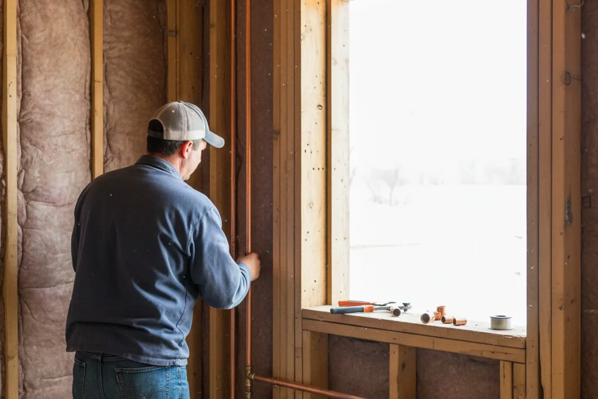 Licensed plumber running new copper supply lines in a Stony Creek home