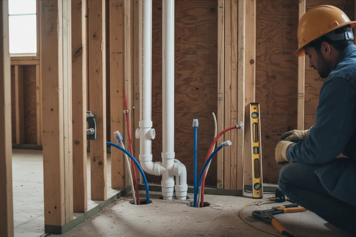 Drain and supply rough-in during Toilet Repair and Installation in Stony Creek