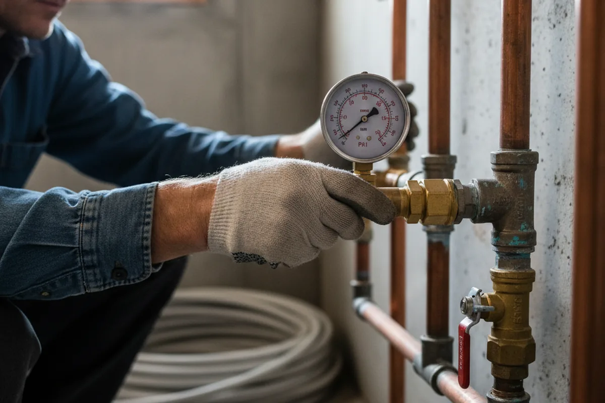 Pressure testing a repaired line during Water Line Repair in Stony Creek